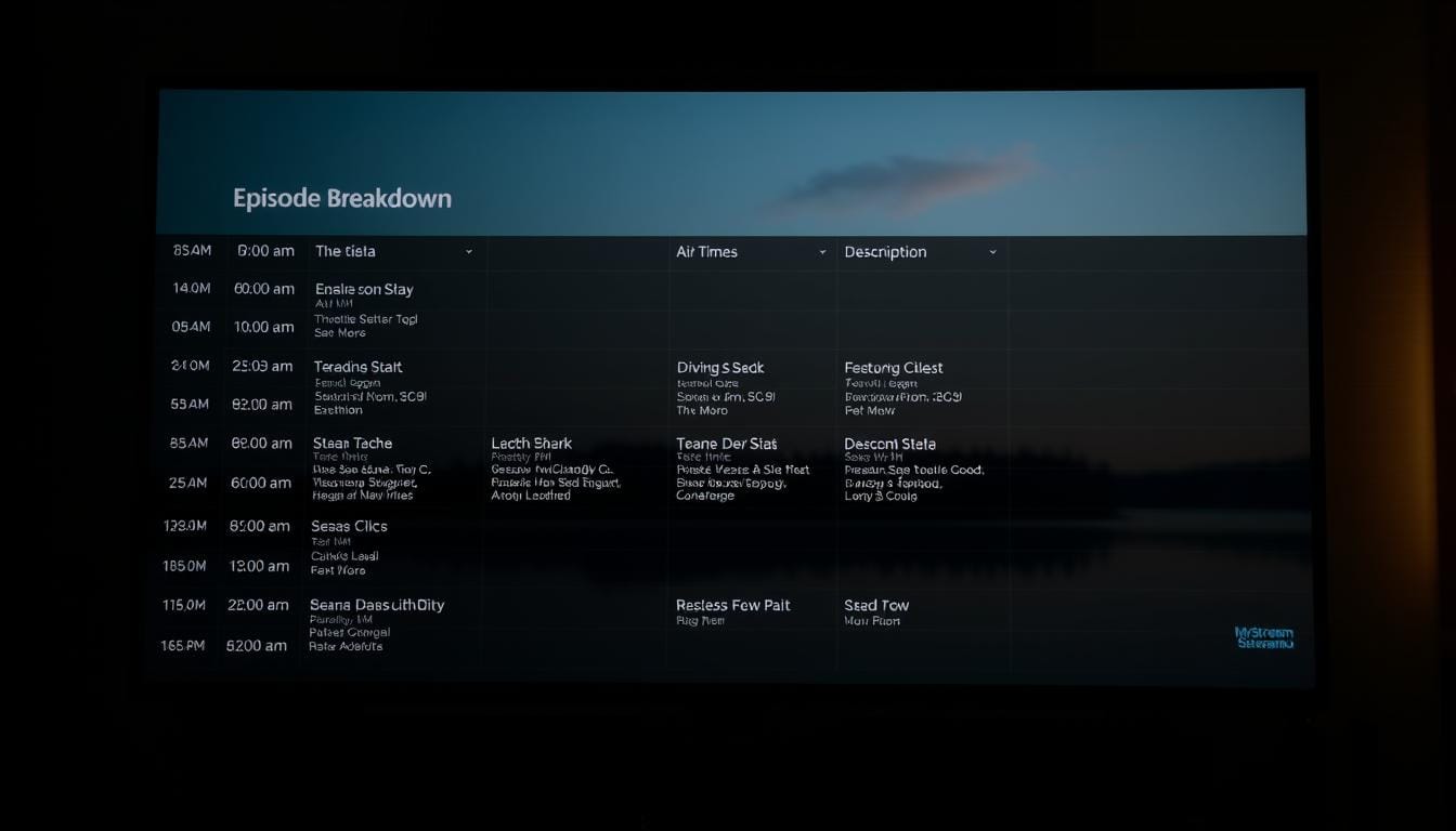 detailed schedule and episode breakdown