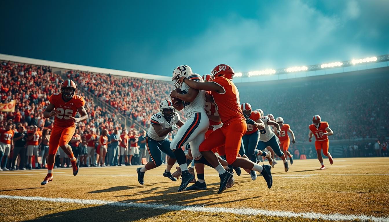fast-paced football action